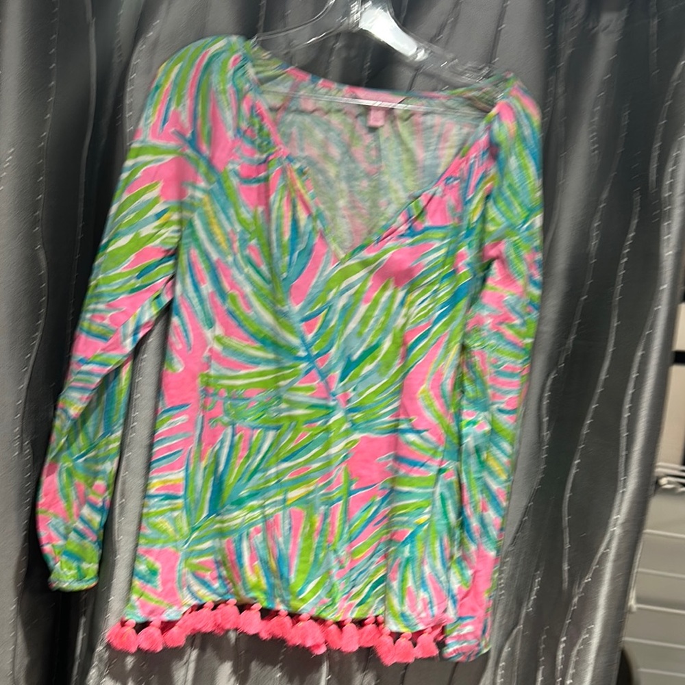 Colorful Leaf Print V-Neck Top